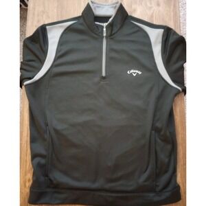Callaway 1/4‎ Zip Golf Performance Pullover Fleece Men's Size Medium Black Grey